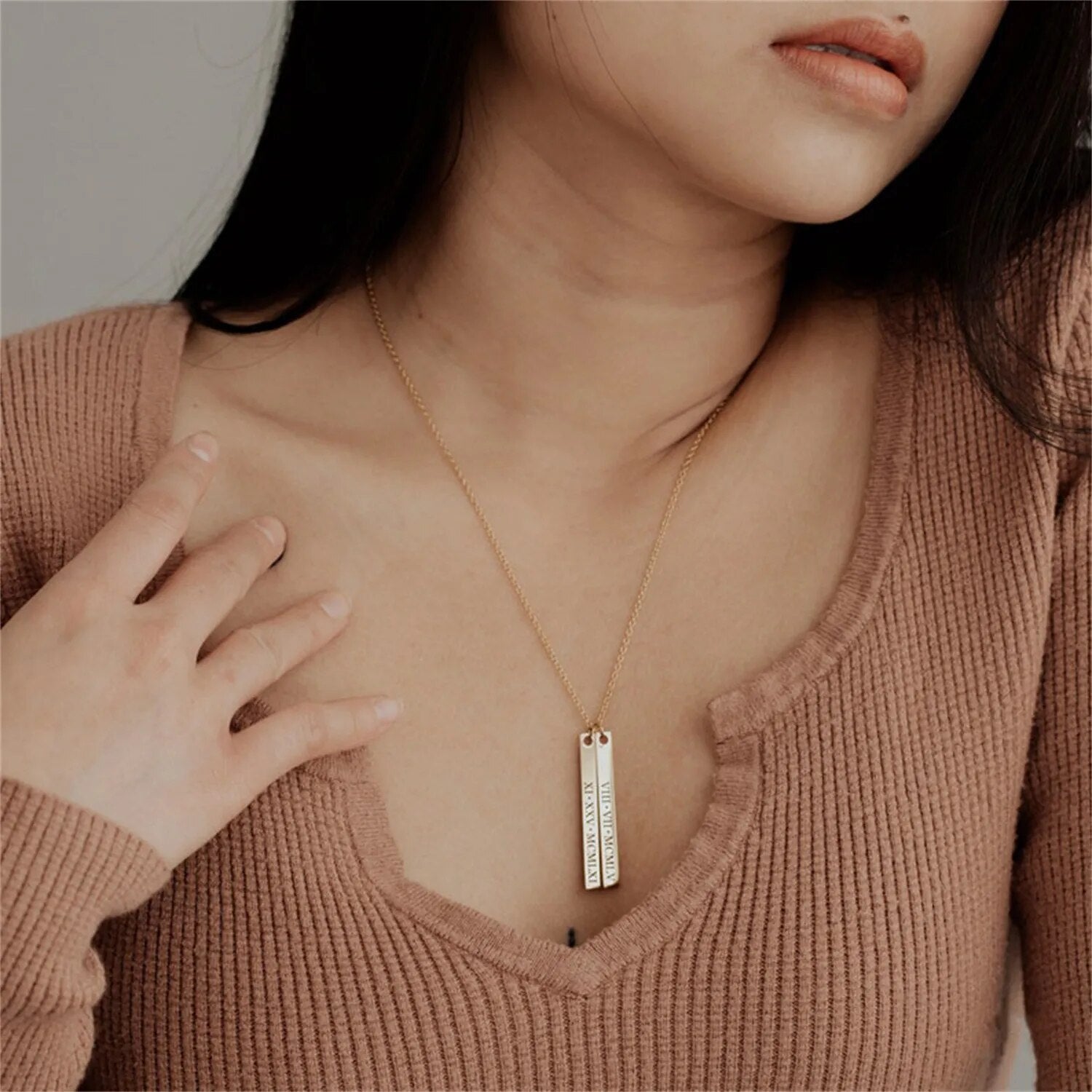 Colar Barra + Coração Personalizado