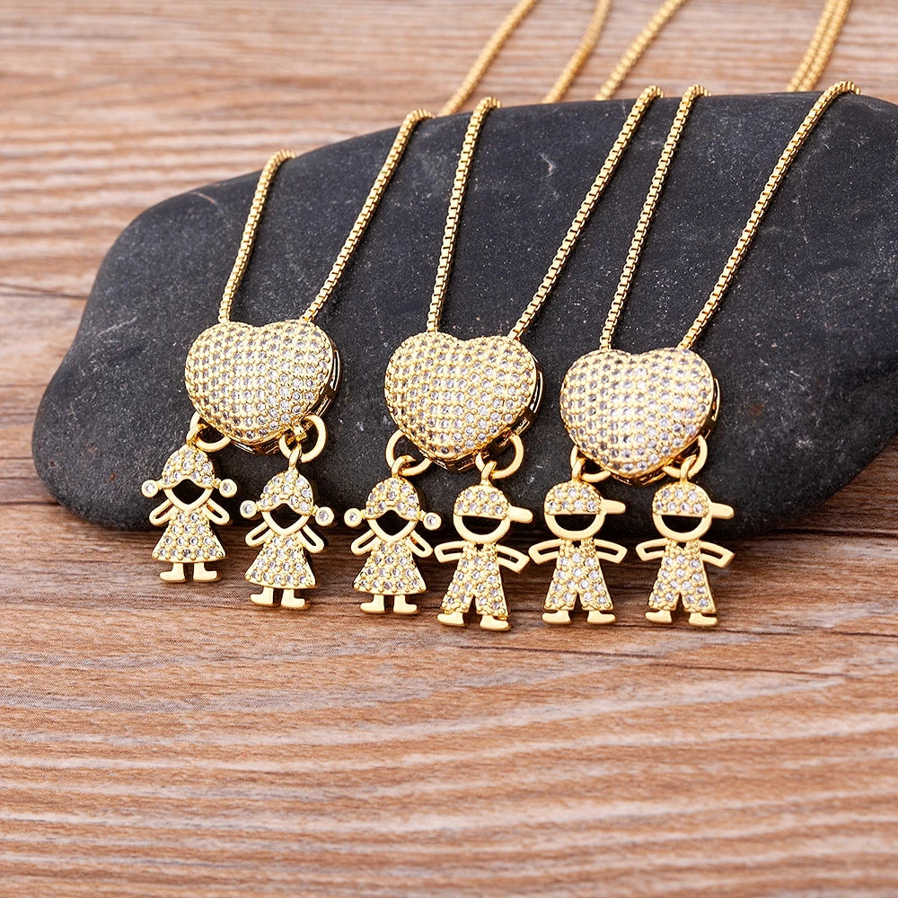 Colar Amor de mãe coração cravejado em zircônia