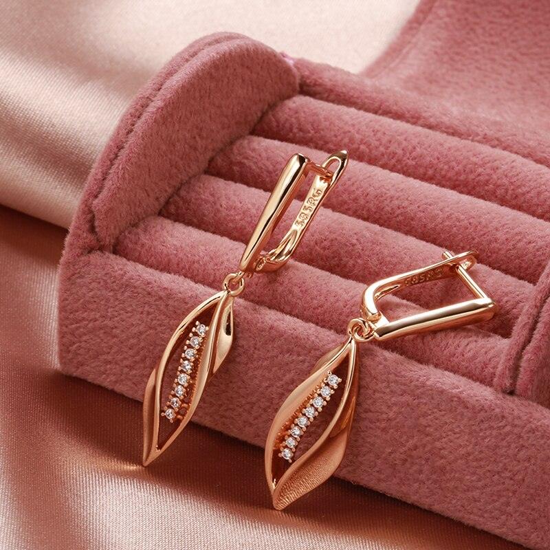 Brinco Folha Kinel ouro rosa 585 - Basttino