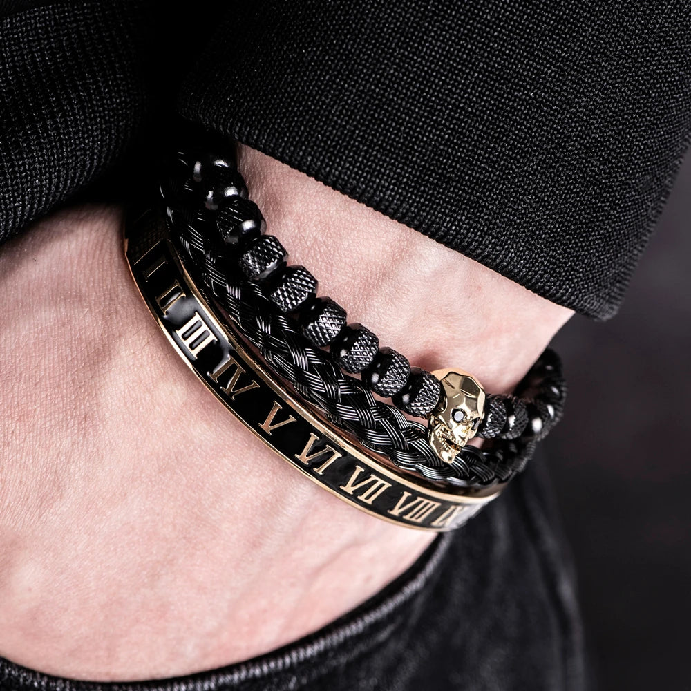 Bracelete royal black skull