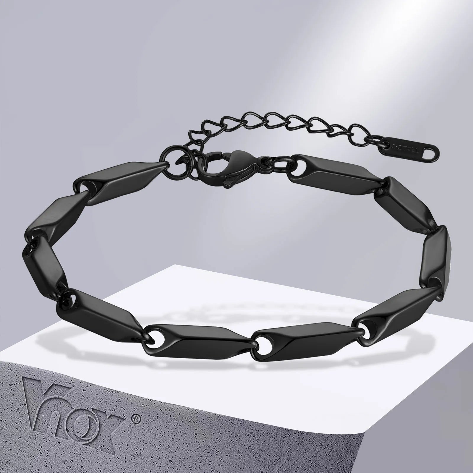 Pulseira masculina elos geométricos