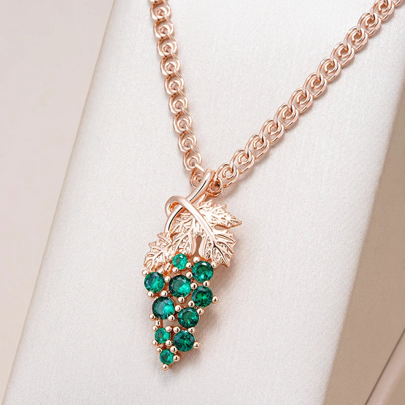 Colar Uva Gota Verde - Ouro Rose 585 - Coleção 2025.2