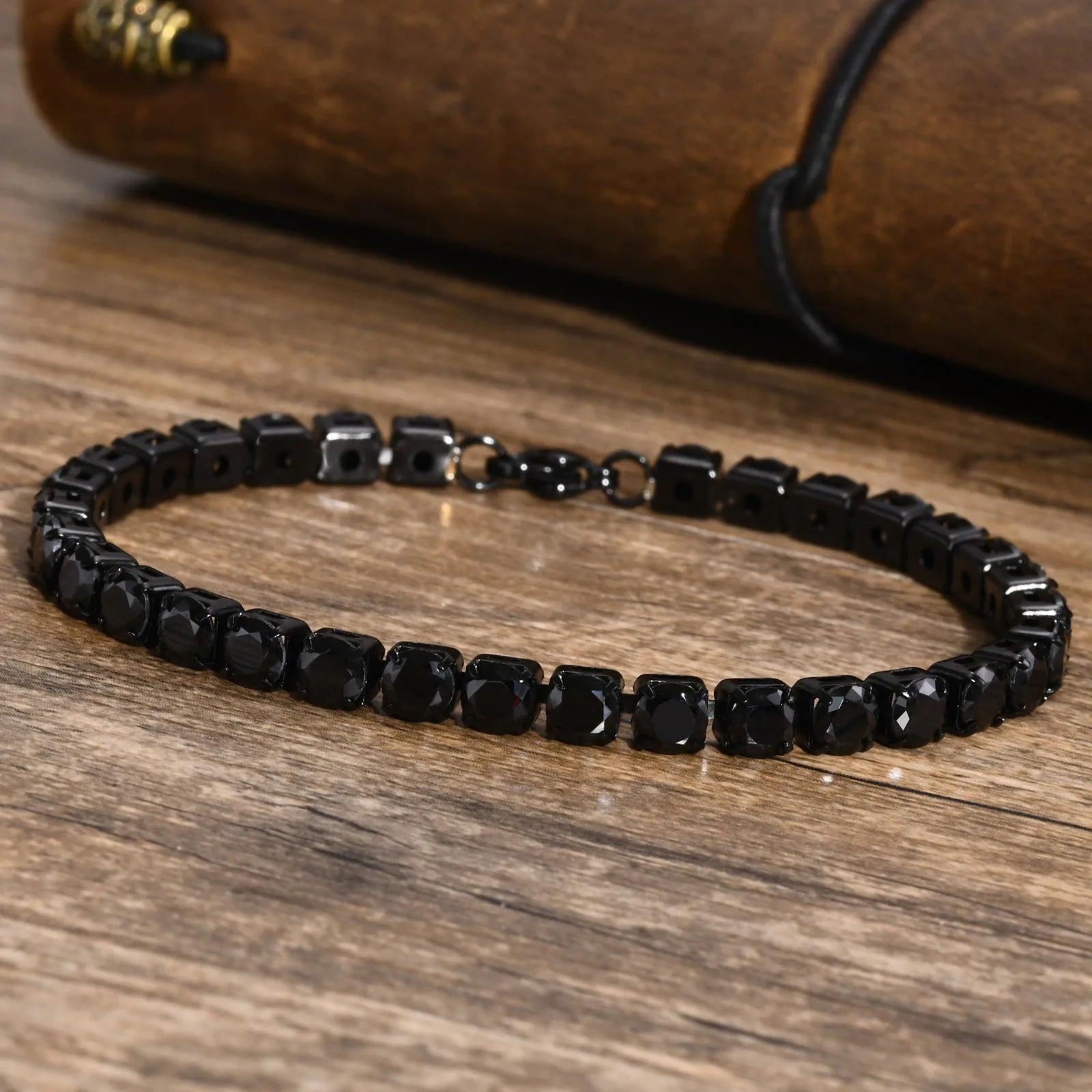 Pulseira masculina Pedra obsidiana