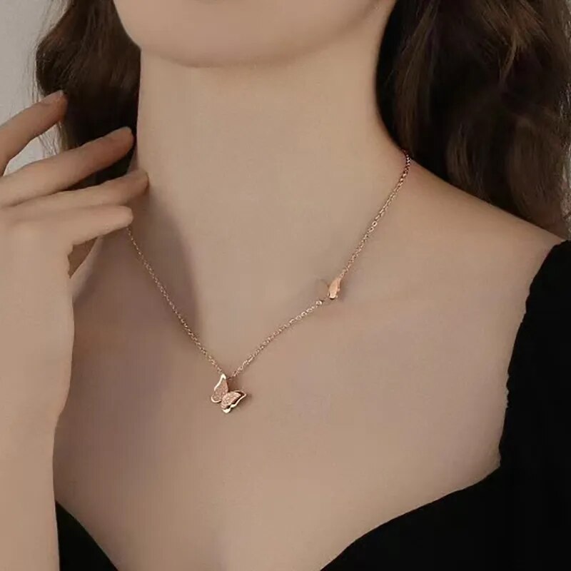 Colar Borboleta Ouro Rose