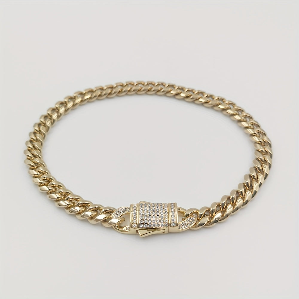 Pulseira Masculina fecho Incrustado Zircônia Cúbica