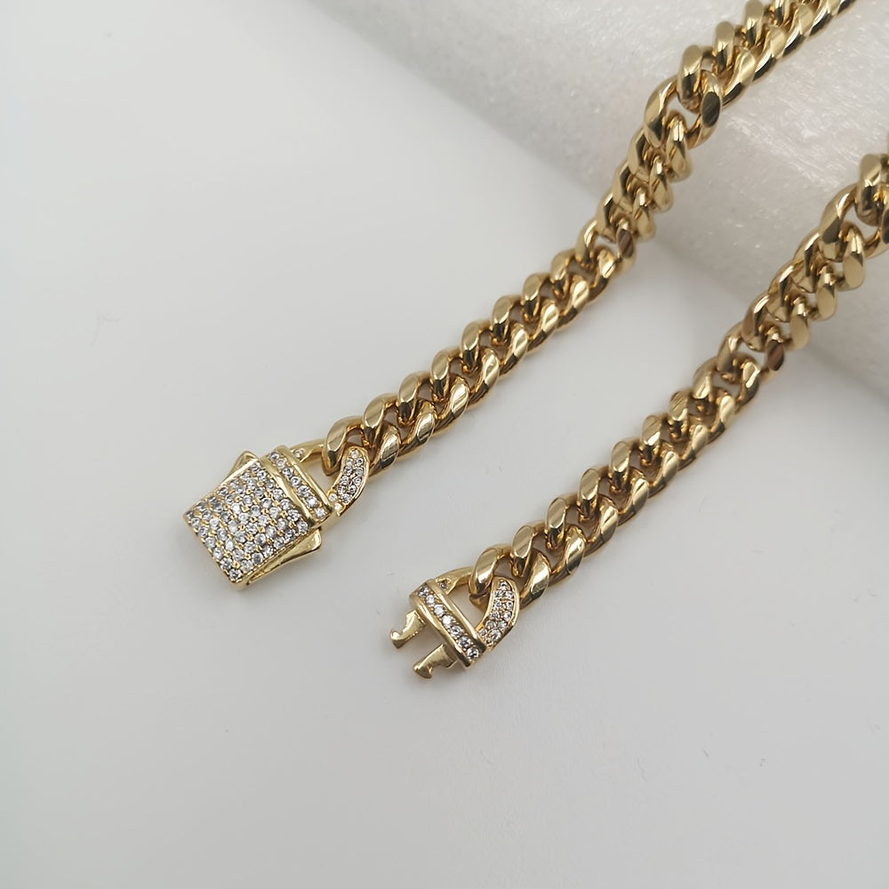 Pulseira Masculina fecho Incrustado Zircônia Cúbica