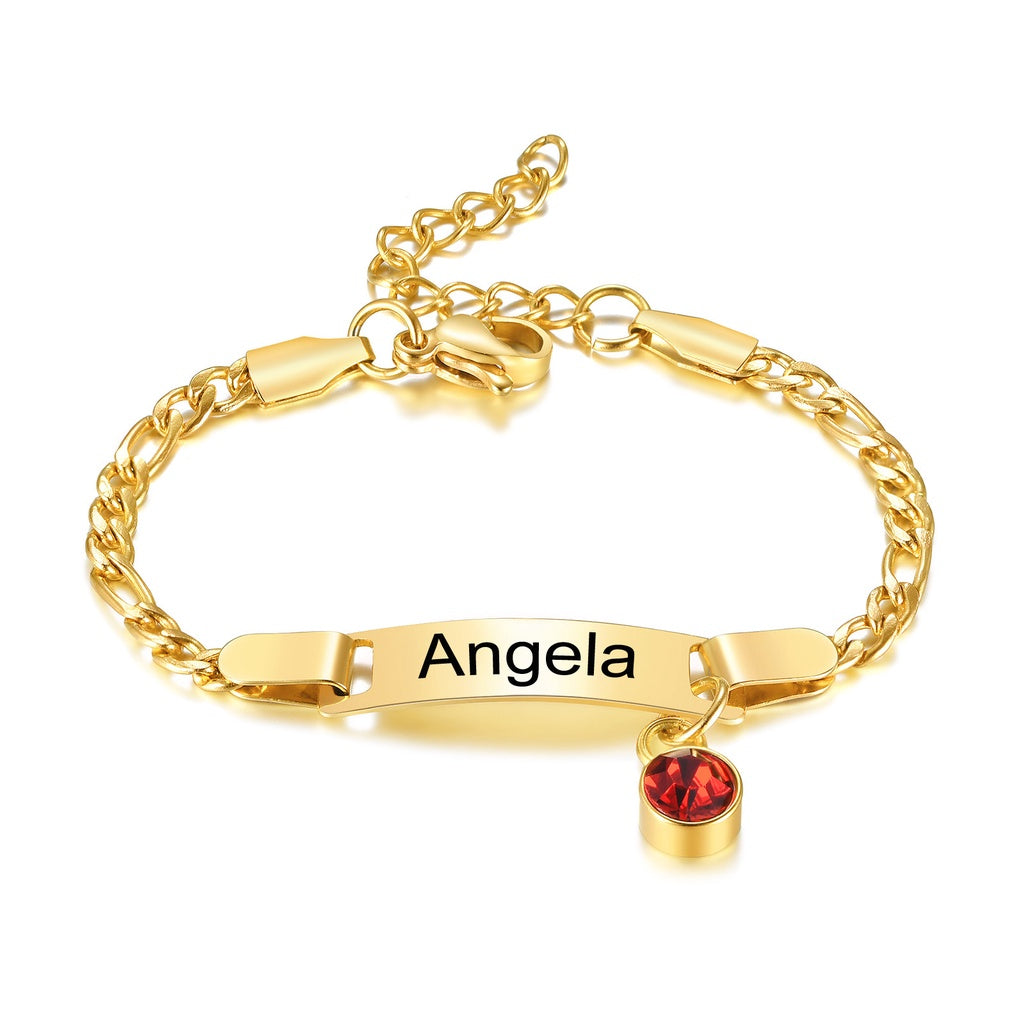 Pulseira personalizada com pingente de pedra (0 a 4 anos)