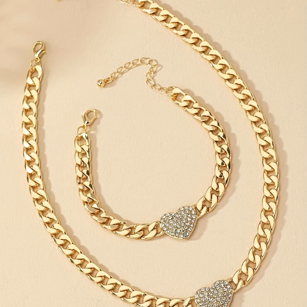 Conjunto de joias colar e pulseira banhado a ouro 14k