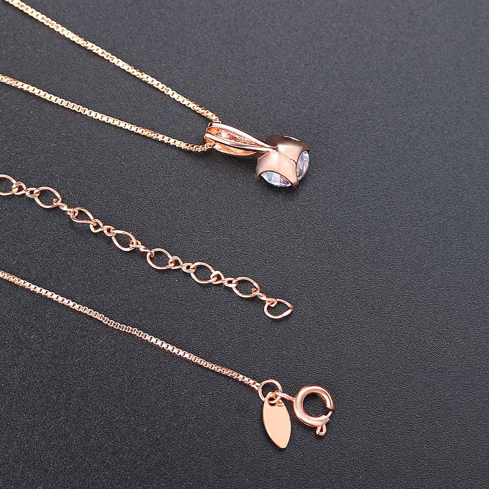 Colar Ouro Rose 585 Solitário em Zircônia