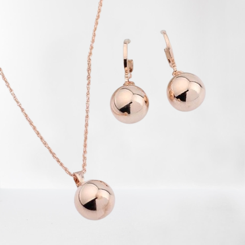 Conjunto Ouro Rosa 585 Esférica