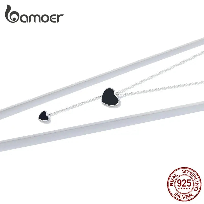Prata 925 | Colar Coração Obsidiana Minimalista