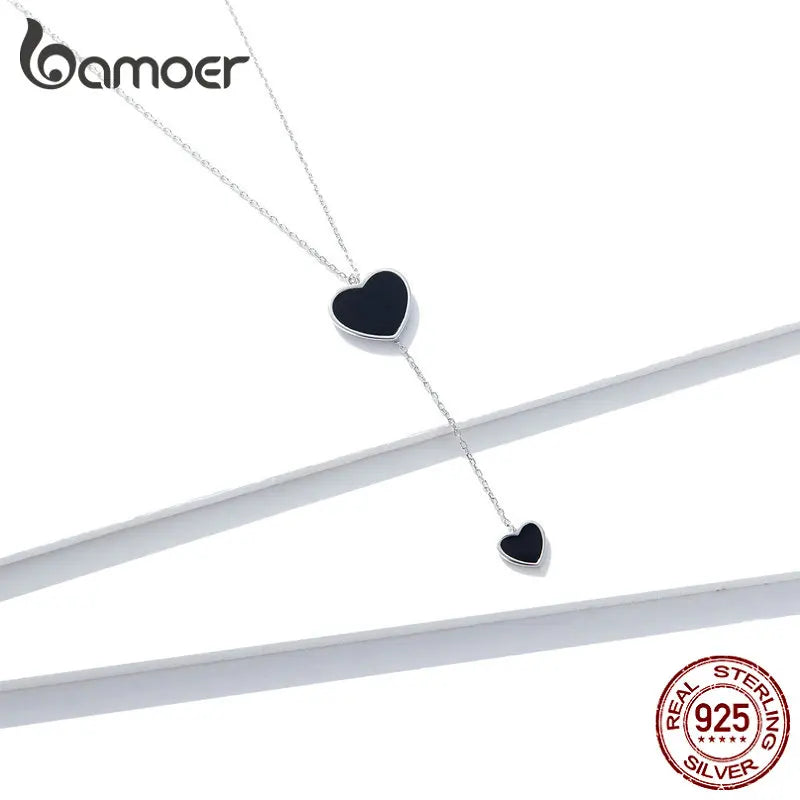 Prata 925 | Colar Coração Obsidiana Minimalista