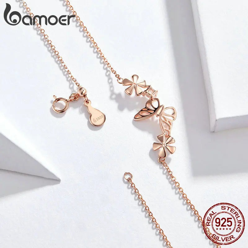 Prata 925 | Colar Borboleta Com Banho em Ouro Rose