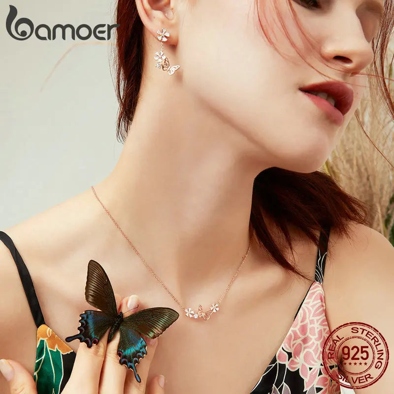 Prata 925 | Colar Borboleta Com Banho em Ouro Rose