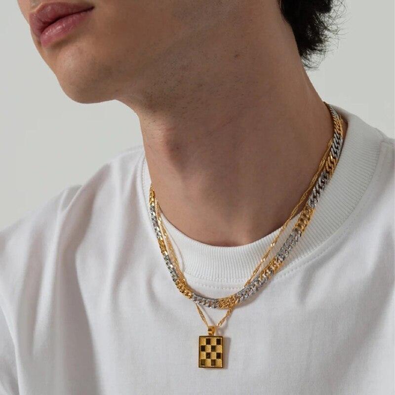 Colar Tabuleiro de Xadrez (Folheado 18k) - Basttino