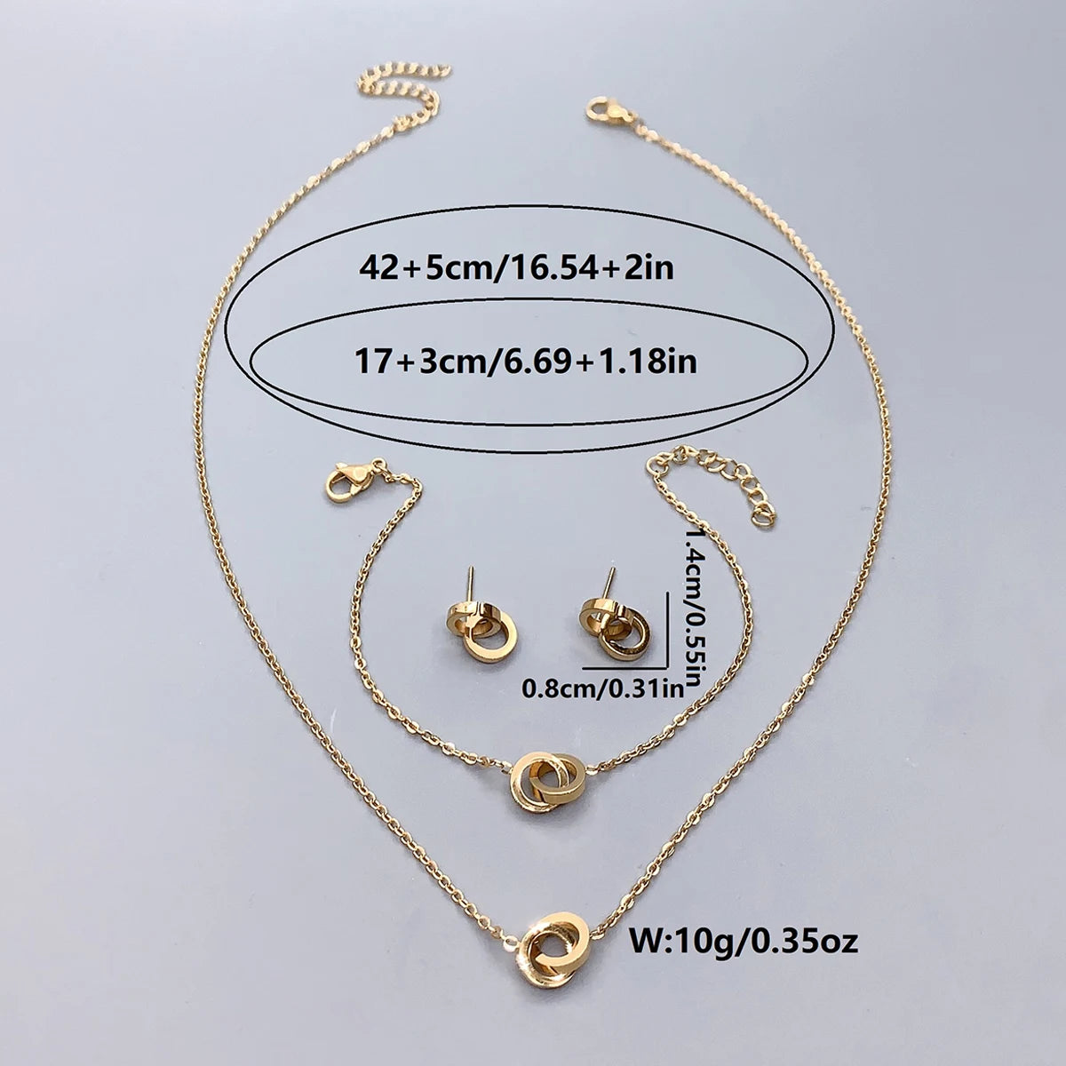 Conjunto anéis duplo (3 peças)