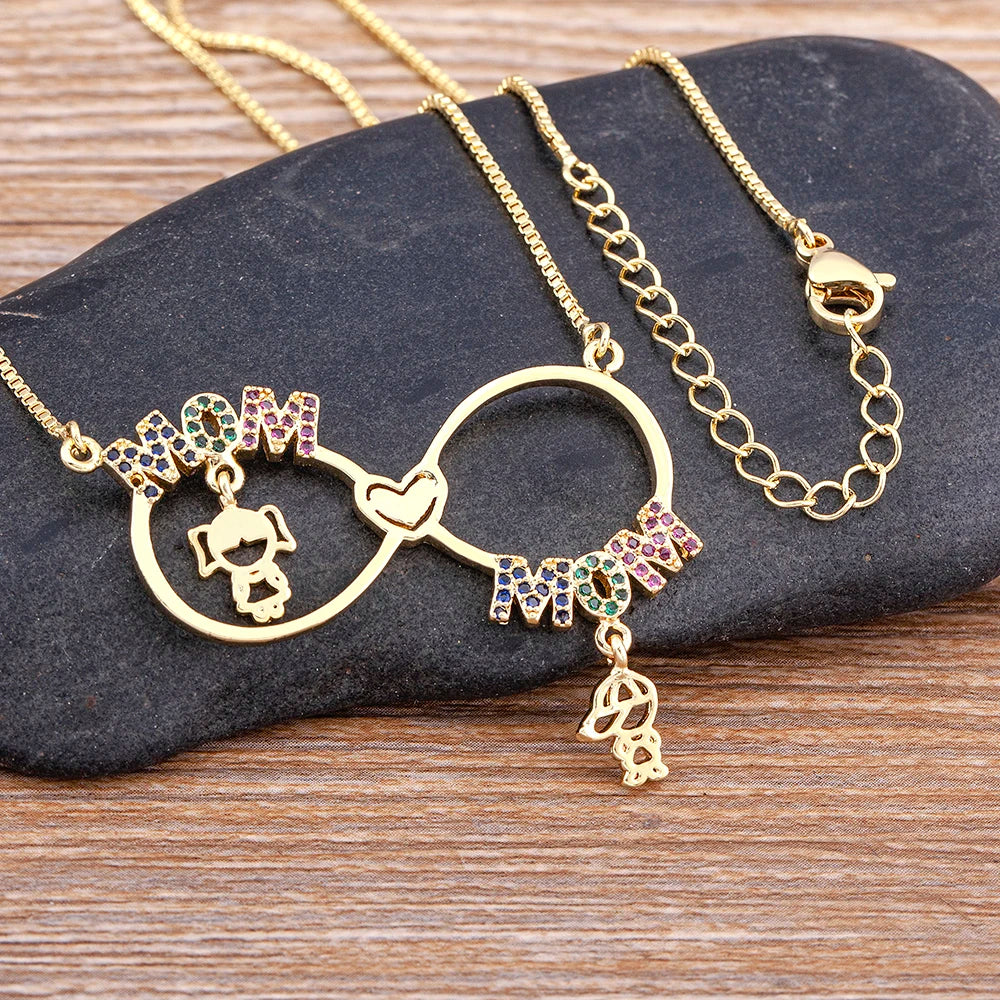 Colar filhos casal cravejado em zircônia