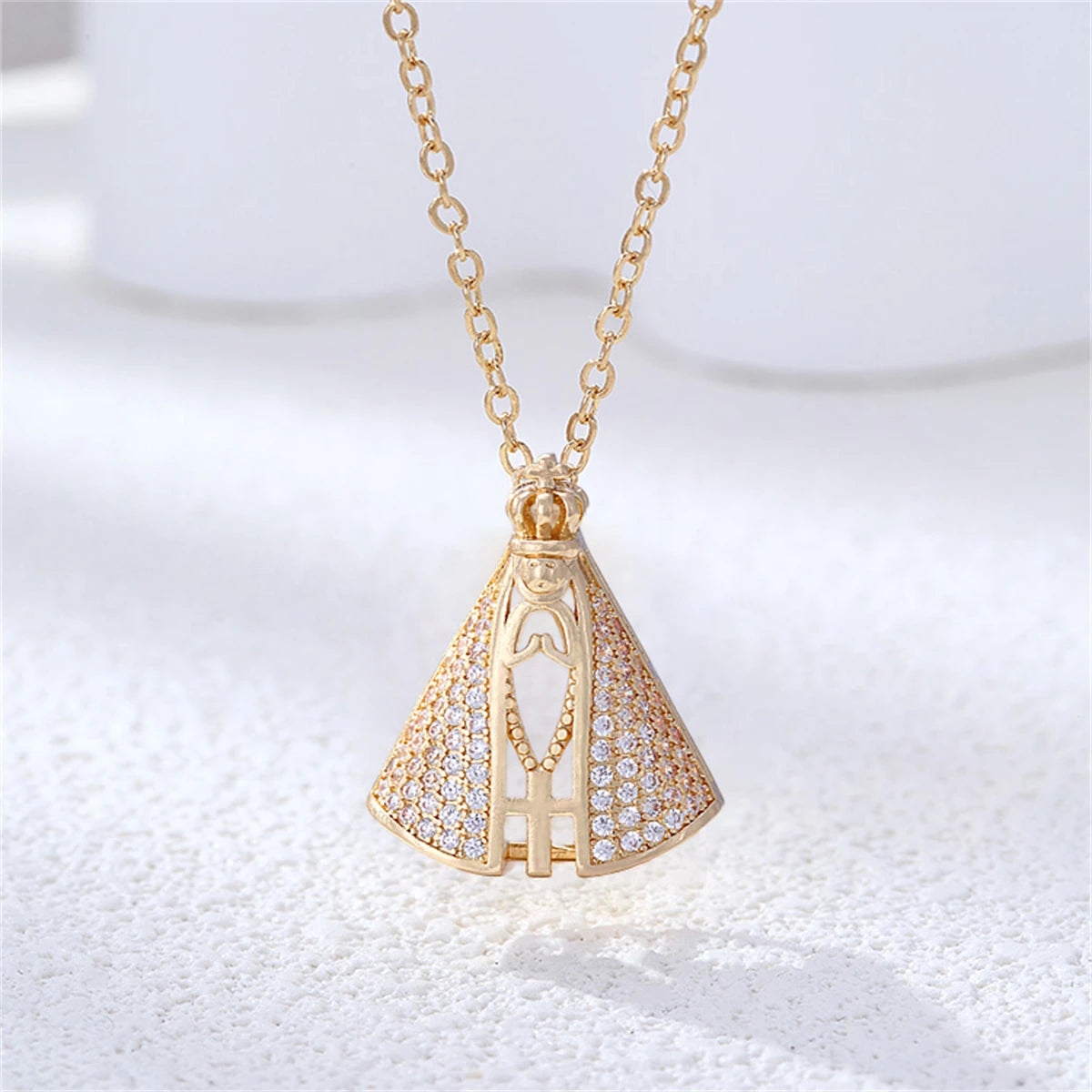 Colar nossa senhora zircônia branca