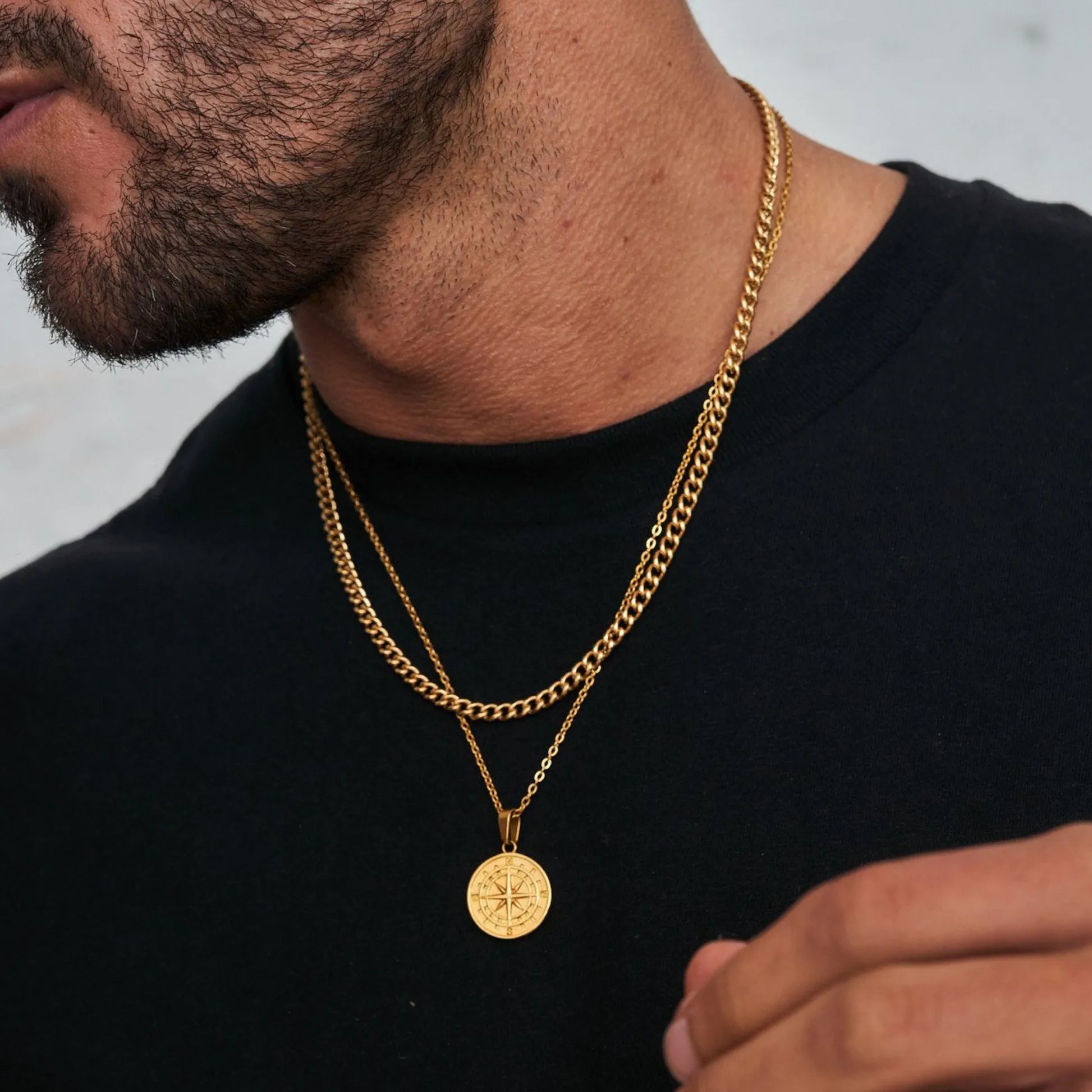 Colar Duplo Masculino Bussola