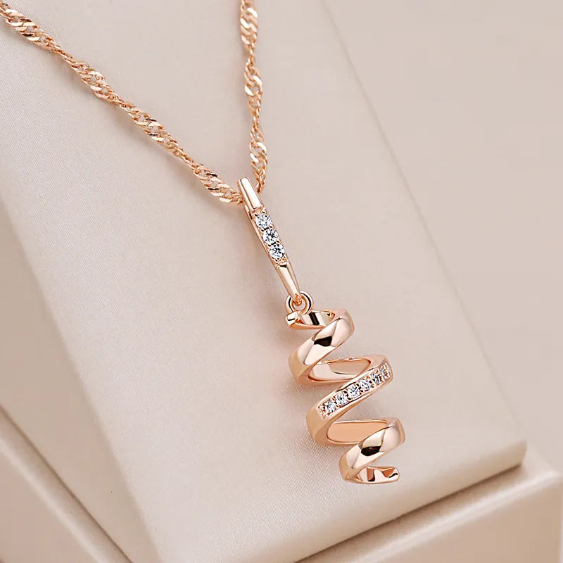 Colar Ouro Rose 585 Modelo Espiral