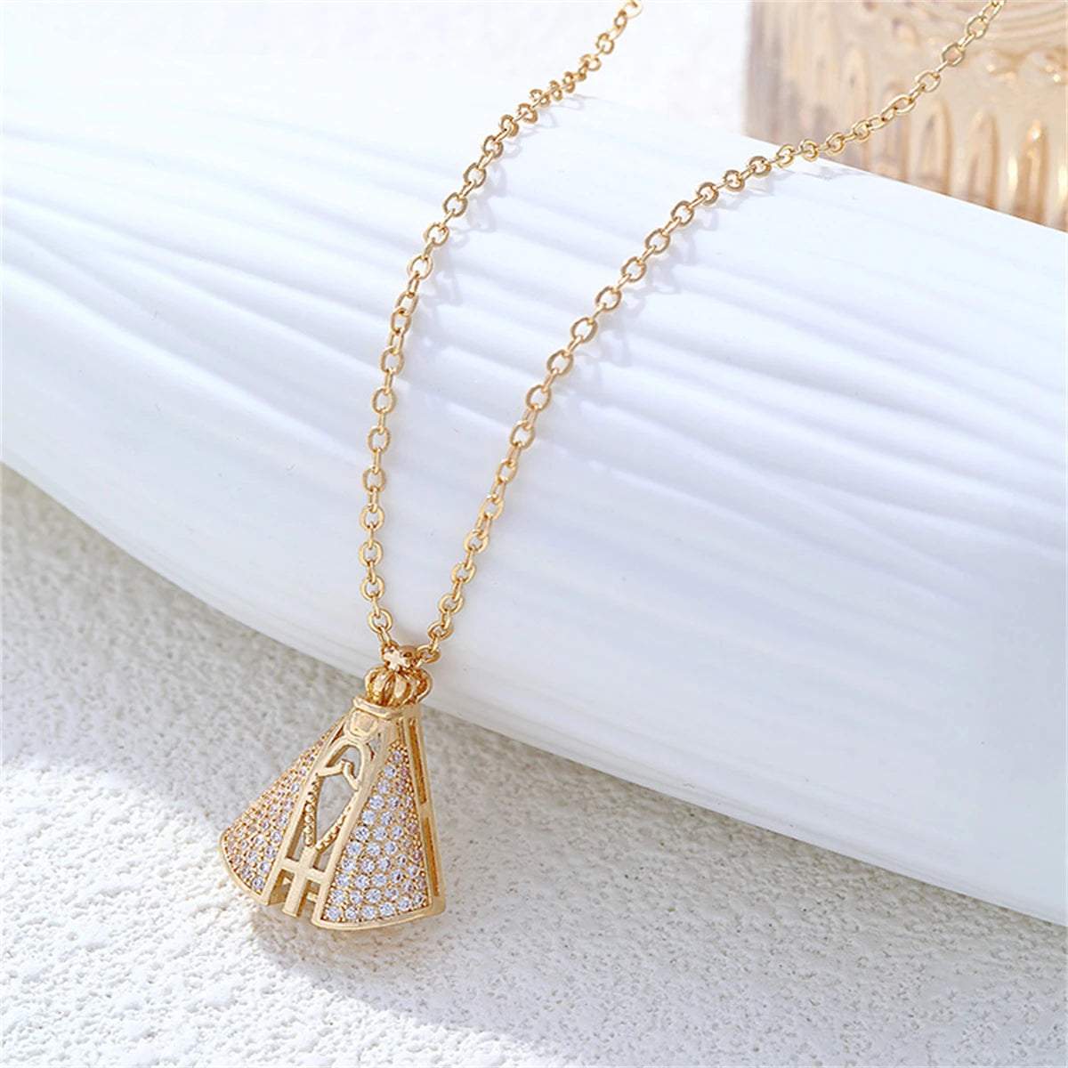 Colar nossa senhora zircônia branca