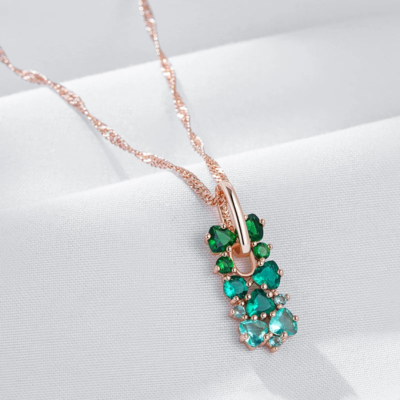 Colar Verde Natural - Ouro Rose 585 - Coleção 2025.2