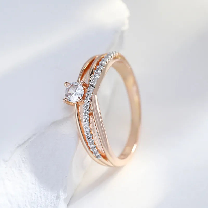 Anel Solitário Ouro Rose 585 Transverso