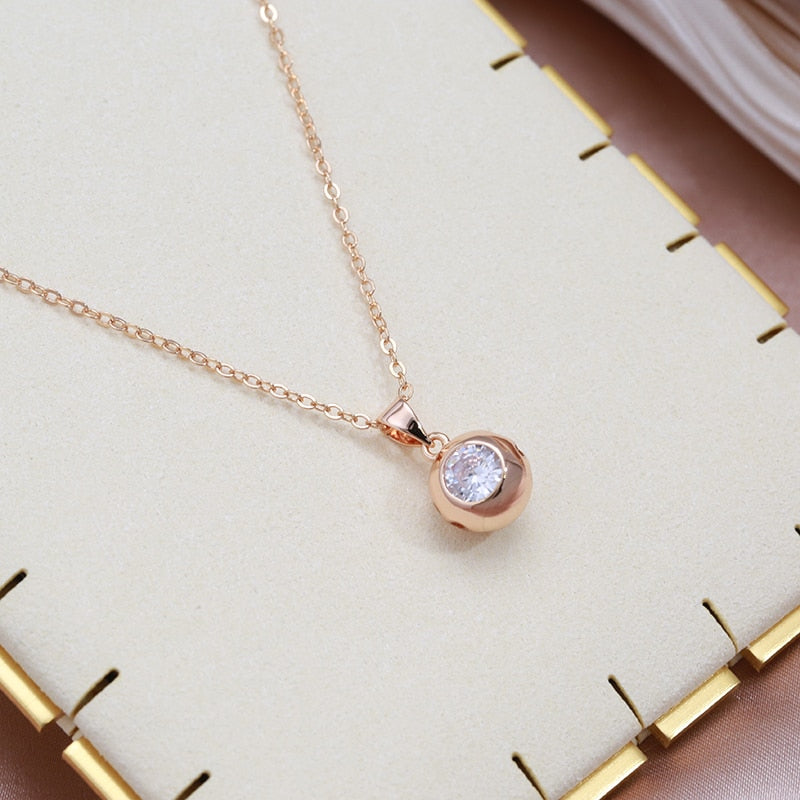 Conjunto Ouro Rose 585 Pingente Redondo