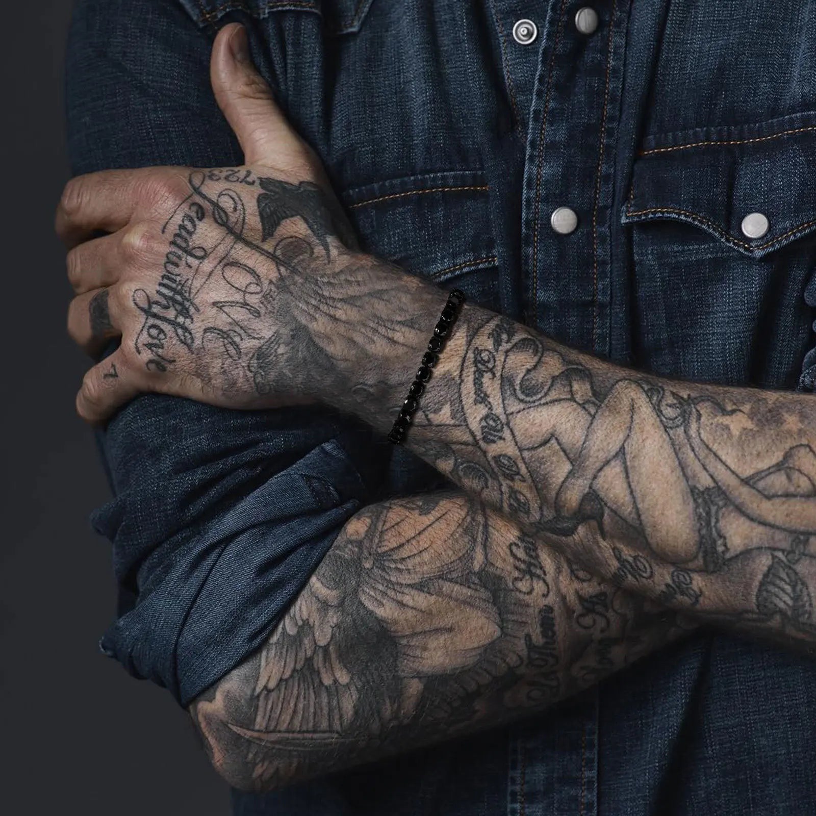 Pulseira masculina Pedra obsidiana