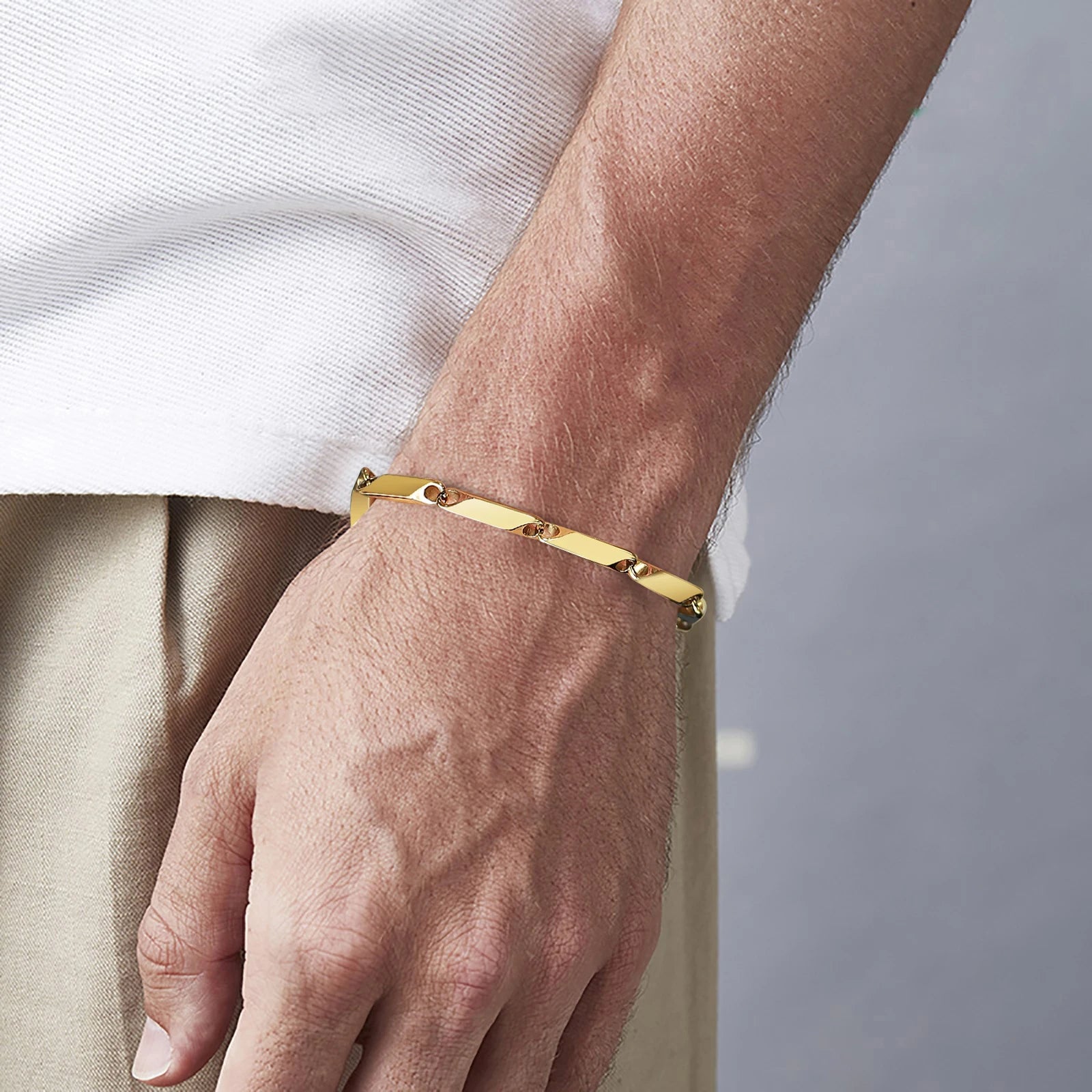 Pulseira masculina elos geométricos