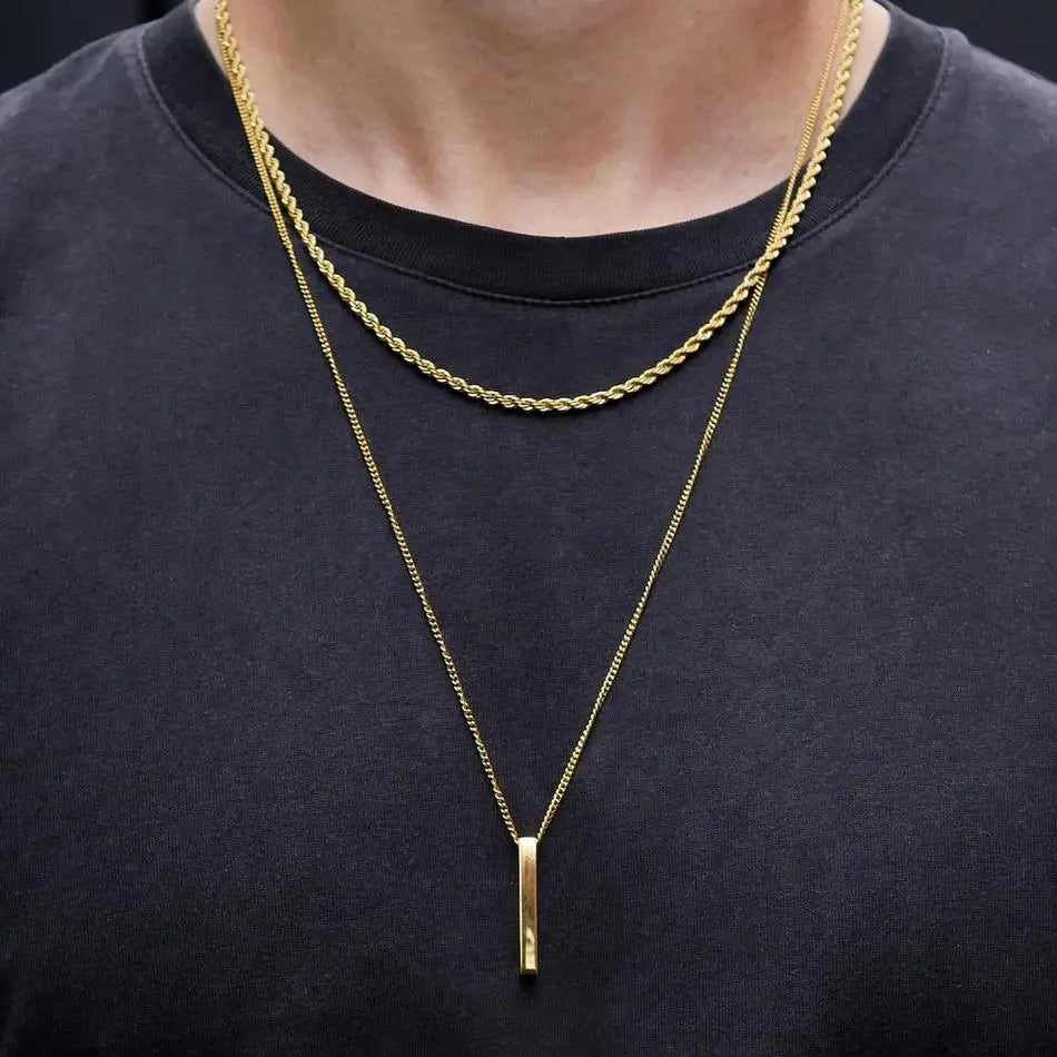 Colar masculino duplo barra