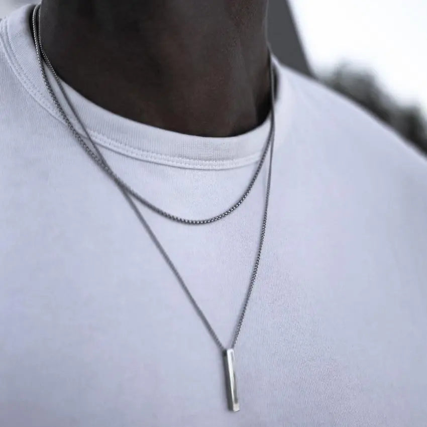 Colar masculino duplo barra