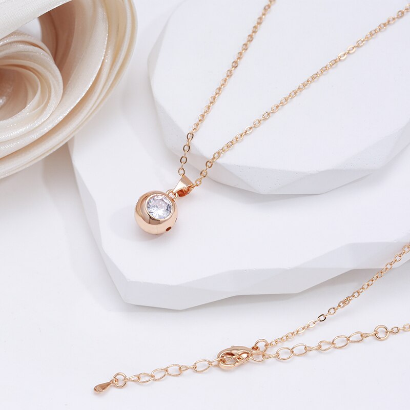Conjunto Ouro Rose 585 Pingente Redondo