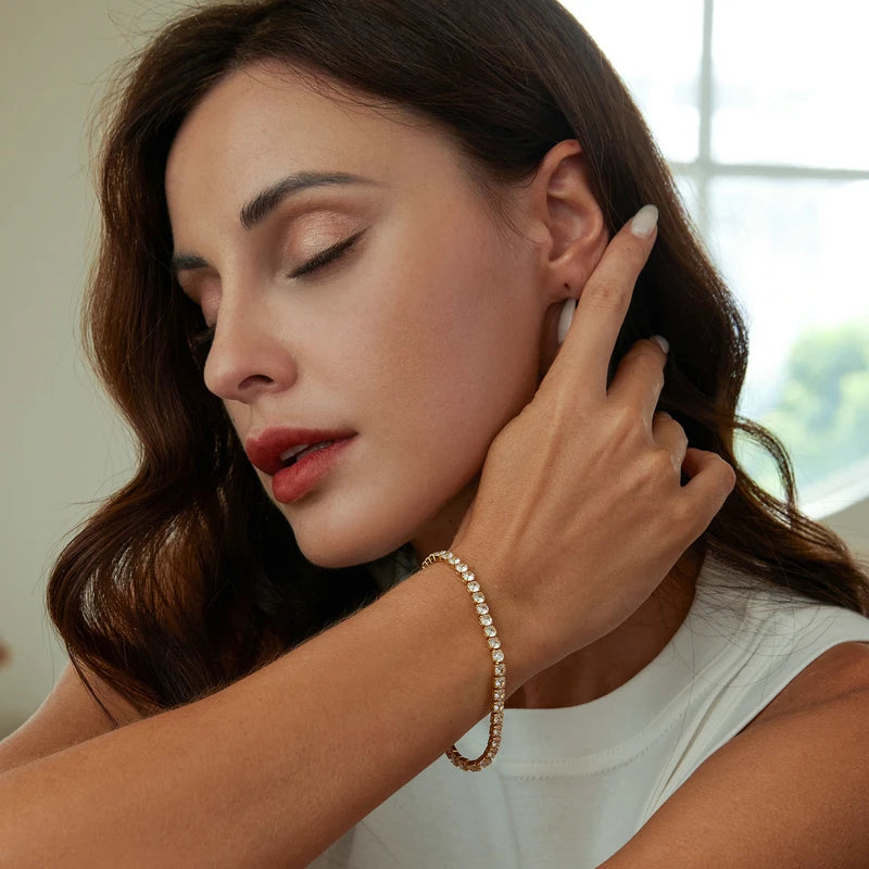 Pulseira cravejada em zircônia prata 925