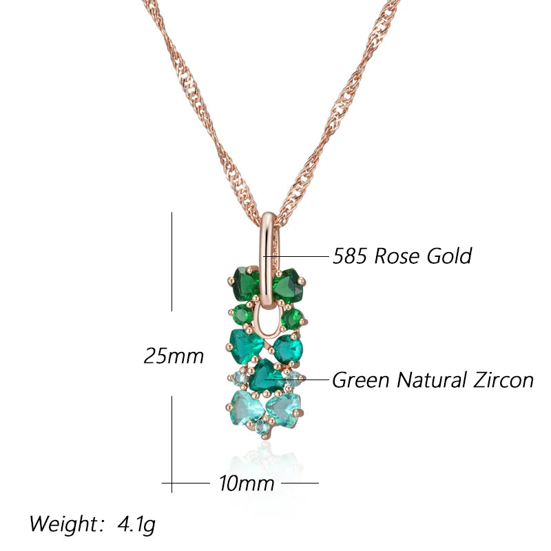 Colar Verde Natural - Ouro Rose 585 - Coleção 2025.2