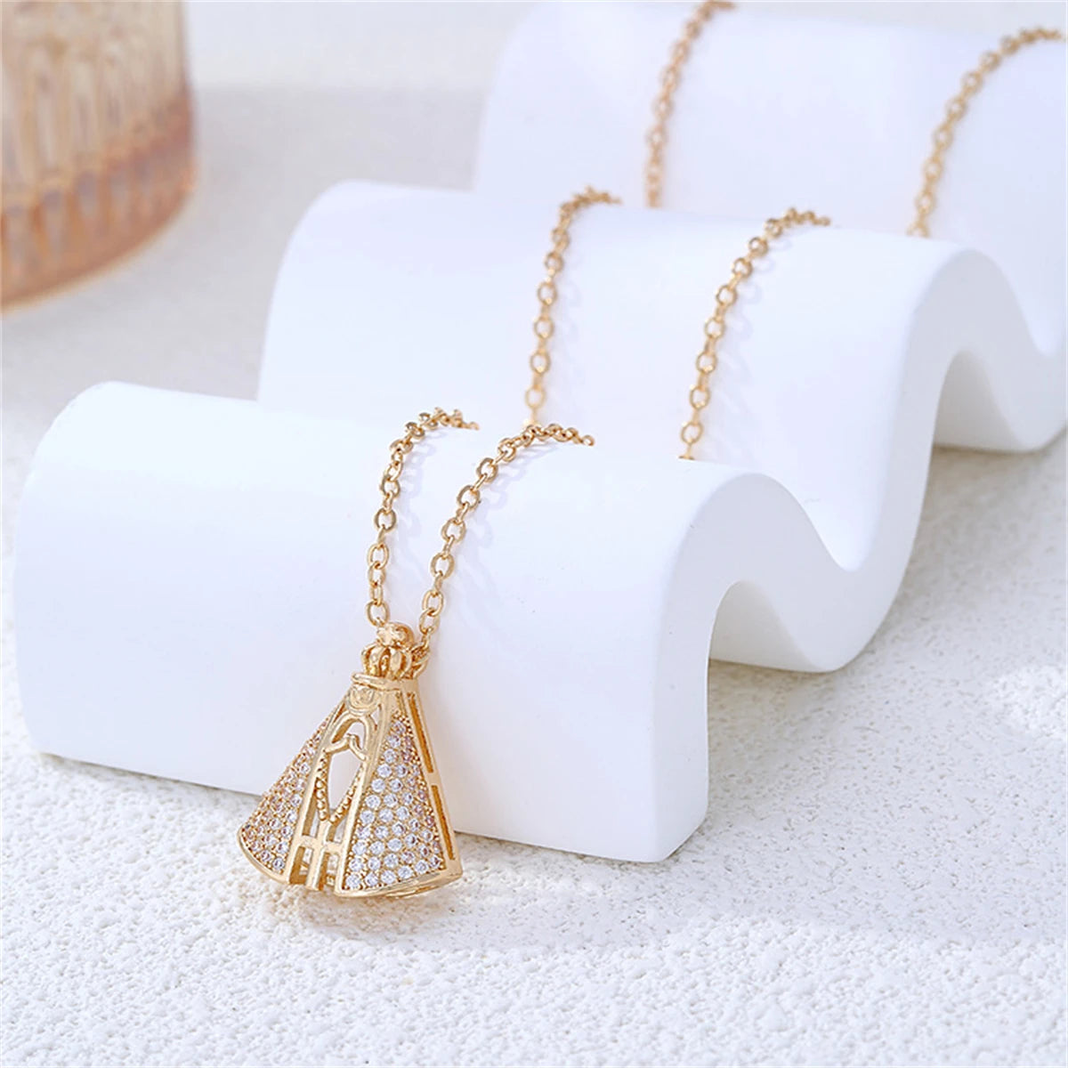 Colar nossa senhora zircônia branca