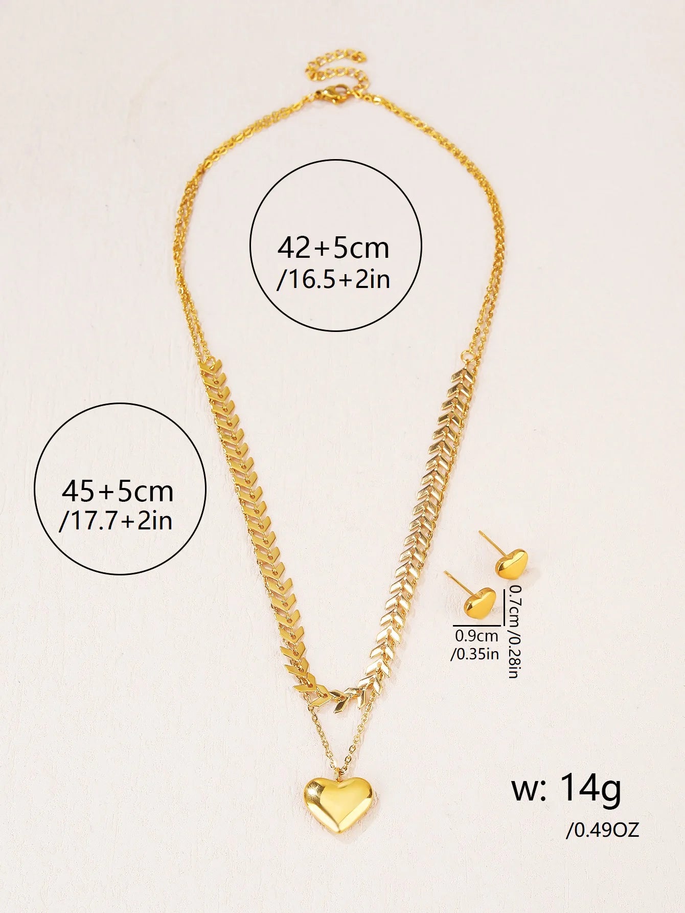 Conjunto Coração dourado (3 peças)