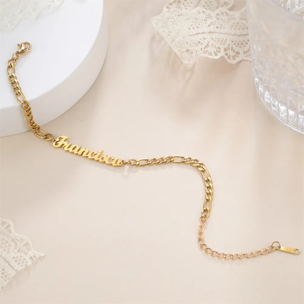 Pulseira infantil Personalizada (nome) elos duplos