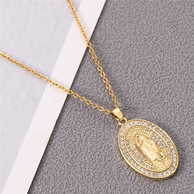 Colar Virgem Maria (Banhado a ouro 18)