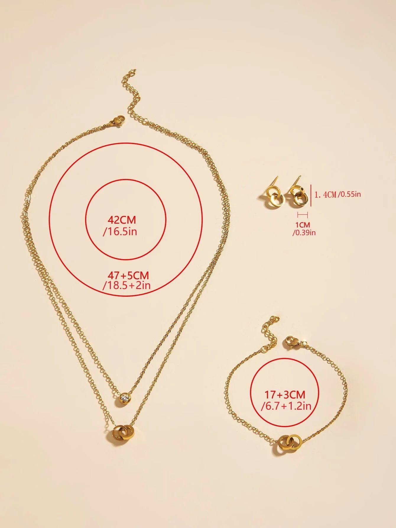 Conjunto Anéis duplo (4 peças)
