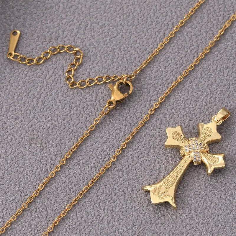 Colar Cruz Templário Banhado a Ouro