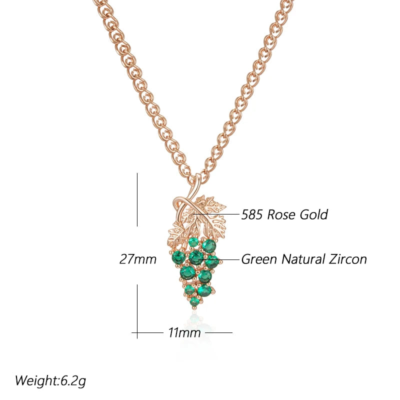 Colar Uva Gota Verde - Ouro Rose 585 - Coleção 2025.2