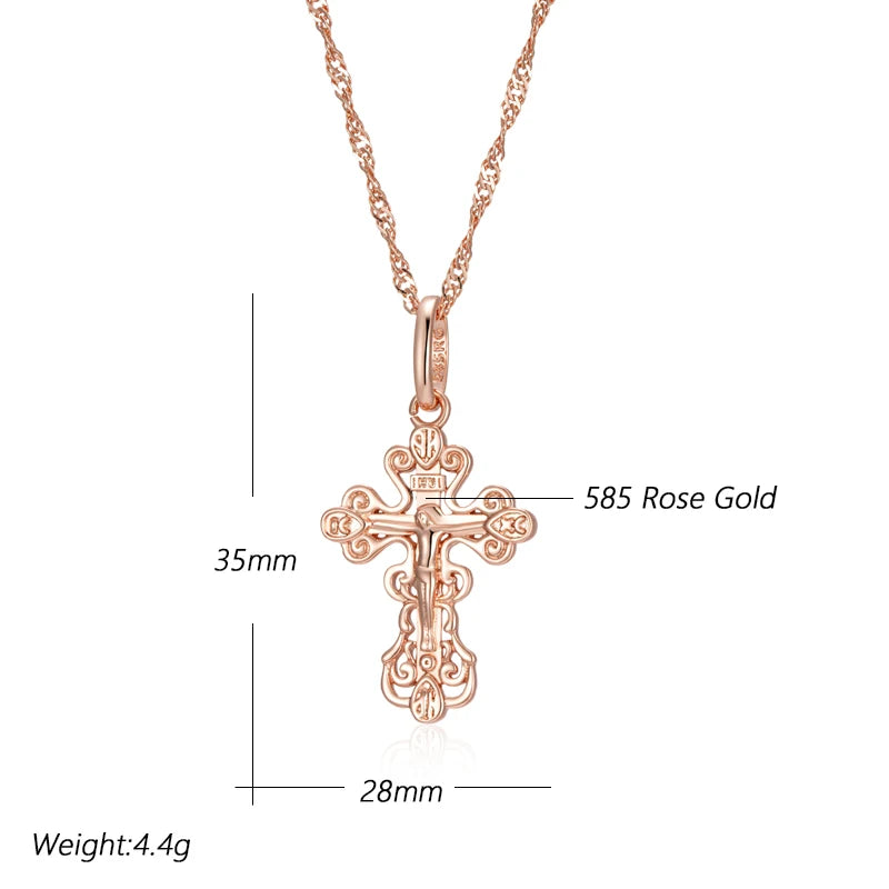 Colar ouro rose 585 modelo Cruz
