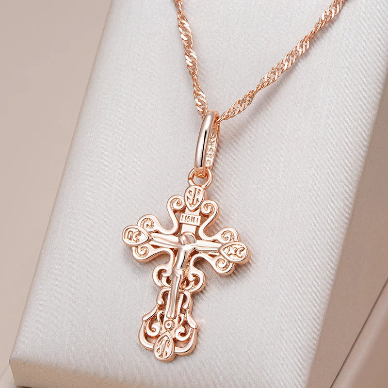 Colar ouro rose 585 modelo Cruz