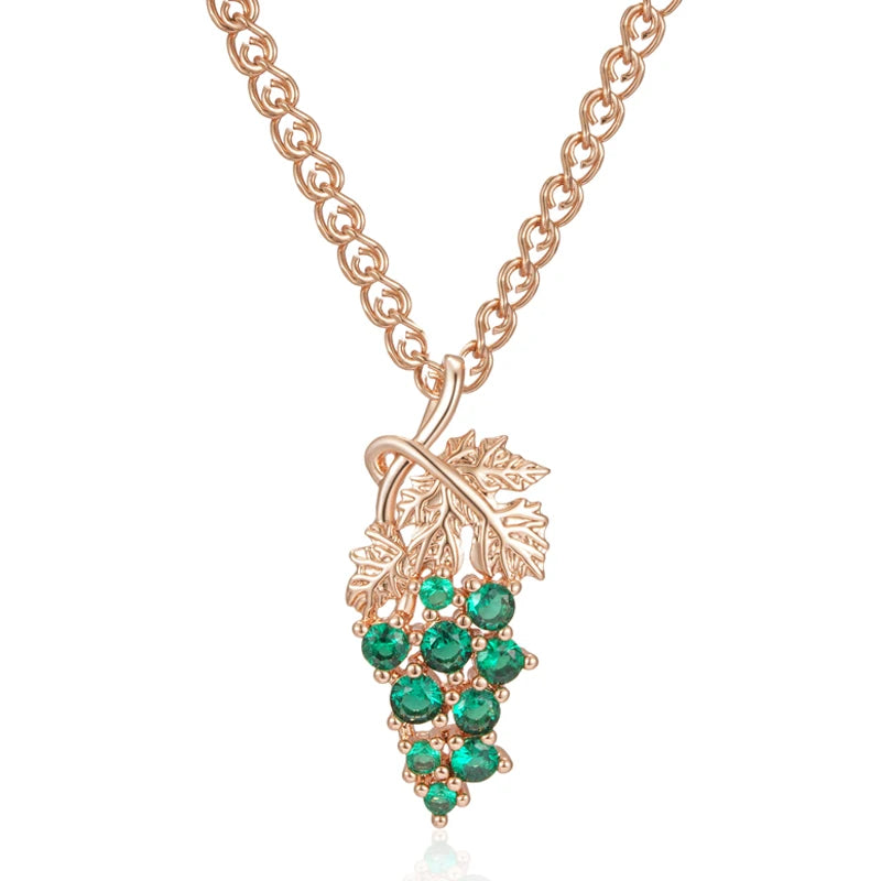 Colar Uva Gota Verde - Ouro Rose 585 - Coleção 2025.2