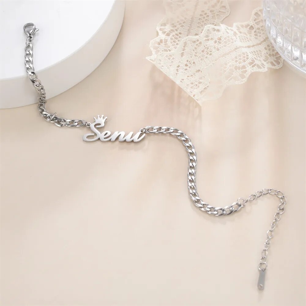 Pulseira infantil personalizada (nome) Groumet com elos longos