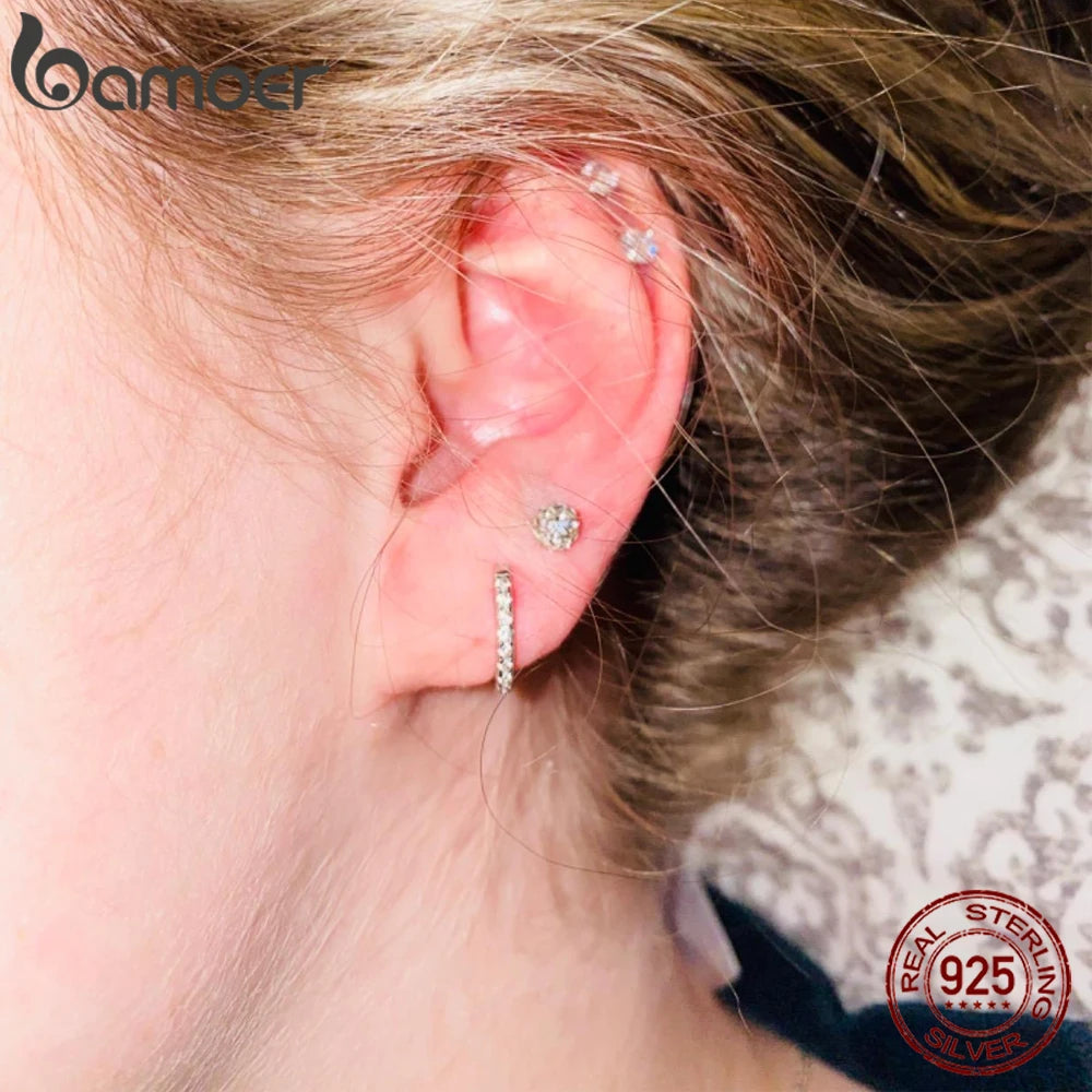 Brinco de prata 925 com zircônia