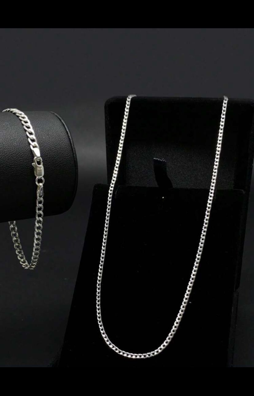 Conjunto Prata 925 Colar + pulseira 3mm 70cm
